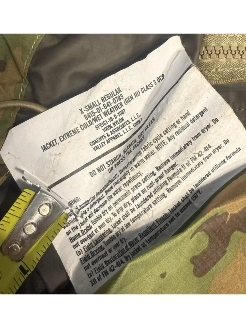 Military Gen iii Class 3 OCP Extreme Cold Camouflage Jacket Mens XS Extra Small